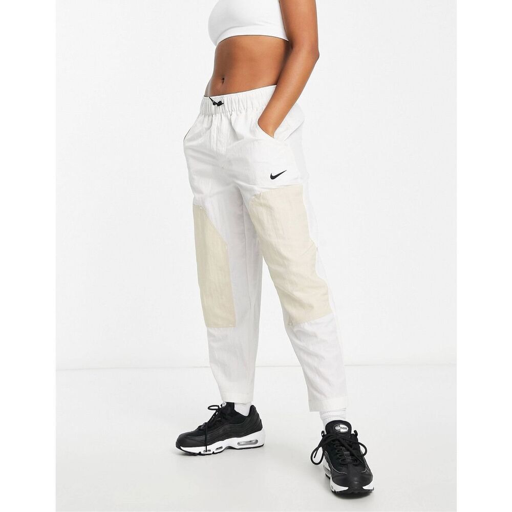 NWT Nike Swoosh woven high waist paneled pants in cream | 2XL